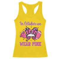 In October We Wear Pink Football Racerback Tank Top Funny Football Awareness Gift - Wonder Print Shop