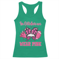 In October We Wear Pink Football Racerback Tank Top Funny Football Awareness Gift - Wonder Print Shop