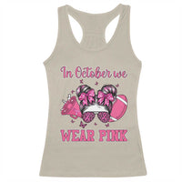 In October We Wear Pink Football Racerback Tank Top Funny Football Awareness Gift - Wonder Print Shop