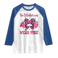 In October We Wear Pink Football Raglan Shirt Funny Football Awareness Gift - Wonder Print Shop
