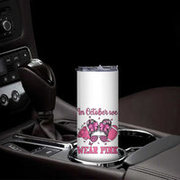 In October We Wear Pink Football Skinny Tumbler Funny Football Awareness Gift