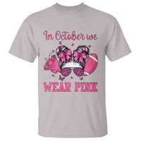 In October We Wear Pink Football T Shirt Funny Football Awareness Gift - Wonder Print Shop