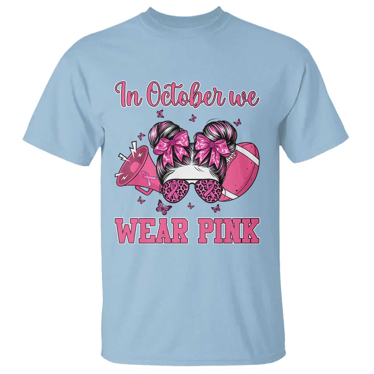 In October We Wear Pink Football T Shirt Funny Football Awareness Gift - Wonder Print Shop