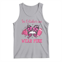 In October We Wear Pink Football Tank Top Funny Football Awareness Gift - Wonder Print Shop