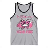 In October We Wear Pink Football Tank Top Funny Football Awareness Gift - Wonder Print Shop