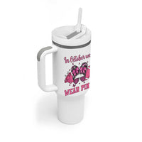 In October We Wear Pink Football Tumbler With Handle Funny Football Awareness Gift
