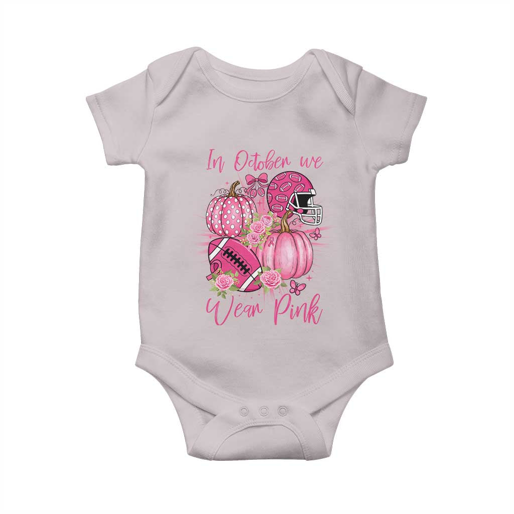 Football Breast Cancer Awareness Baby Onesie In October We Wear Pink Gift - Wonder Print Shop