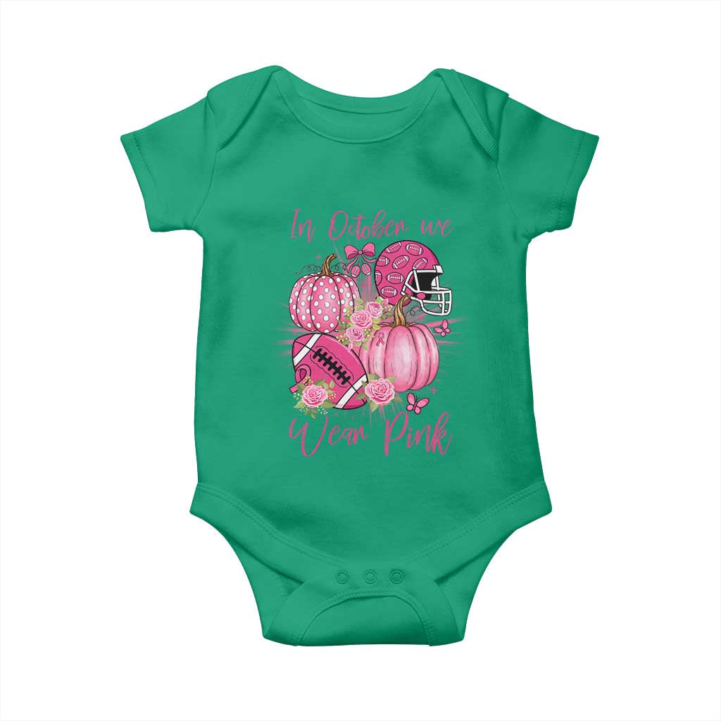 Football Breast Cancer Awareness Baby Onesie In October We Wear Pink Gift - Wonder Print Shop