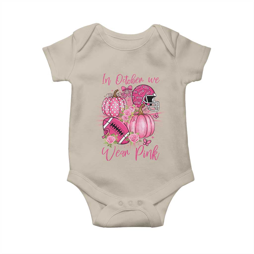 Football Breast Cancer Awareness Baby Onesie In October We Wear Pink Gift - Wonder Print Shop