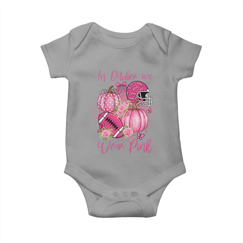 Football Breast Cancer Awareness Baby Onesie In October We Wear Pink Gift - Wonder Print Shop