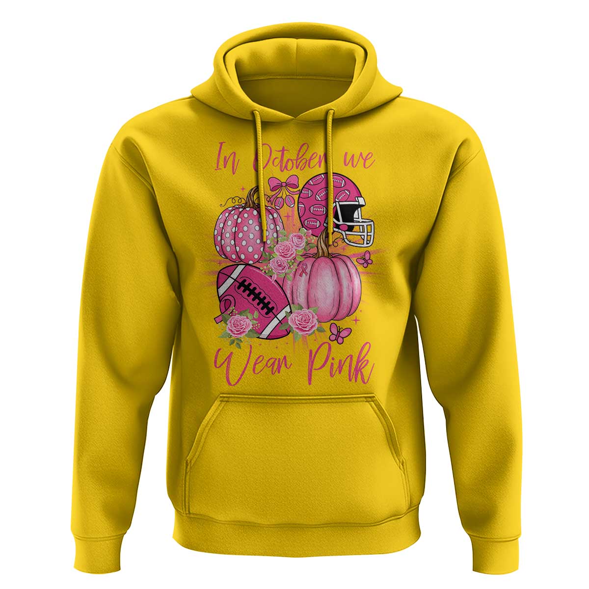 Football Breast Cancer Awareness Hoodie In October We Wear Pink Gift - Wonder Print Shop