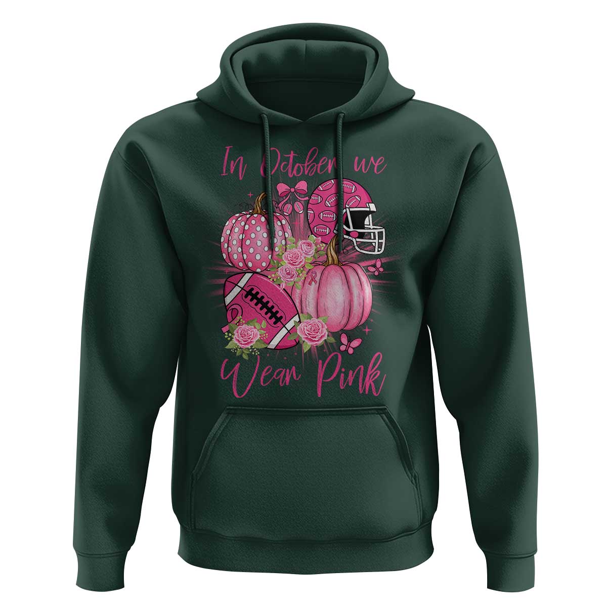 Football Breast Cancer Awareness Hoodie In October We Wear Pink Gift - Wonder Print Shop