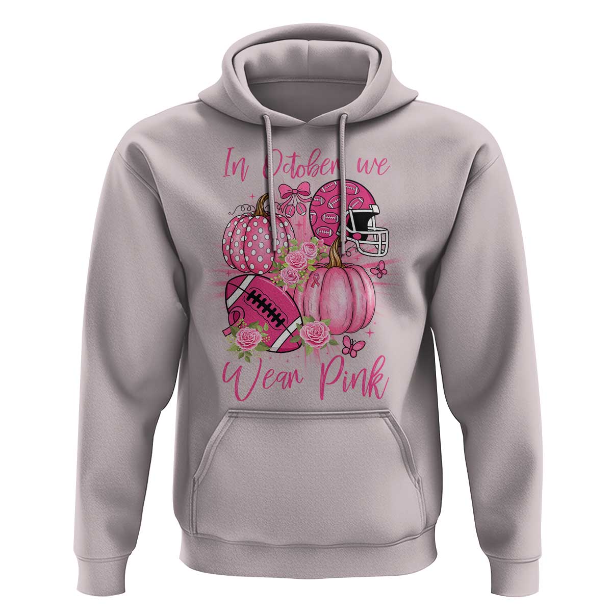 Football Breast Cancer Awareness Hoodie In October We Wear Pink Gift - Wonder Print Shop