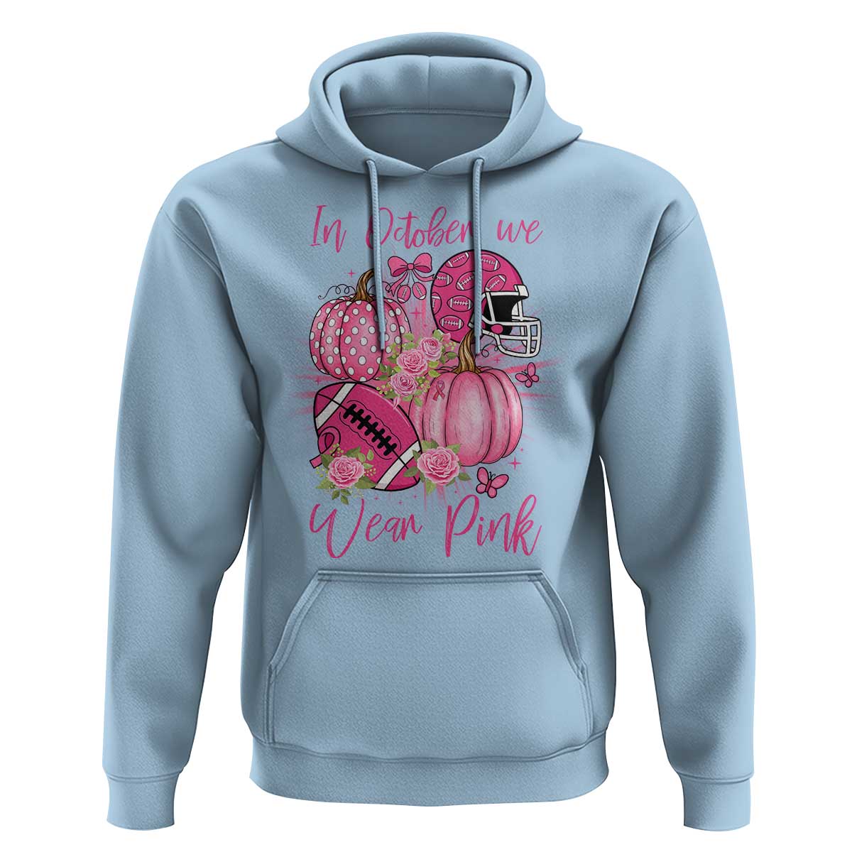 Football Breast Cancer Awareness Hoodie In October We Wear Pink Gift - Wonder Print Shop