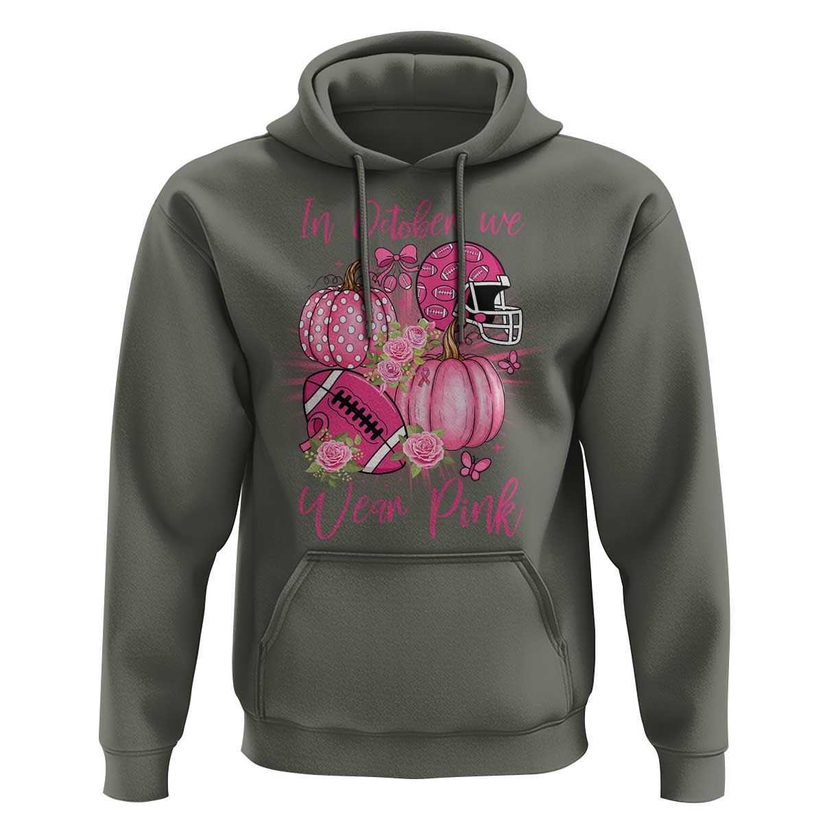 Football Breast Cancer Awareness Hoodie In October We Wear Pink Gift - Wonder Print Shop