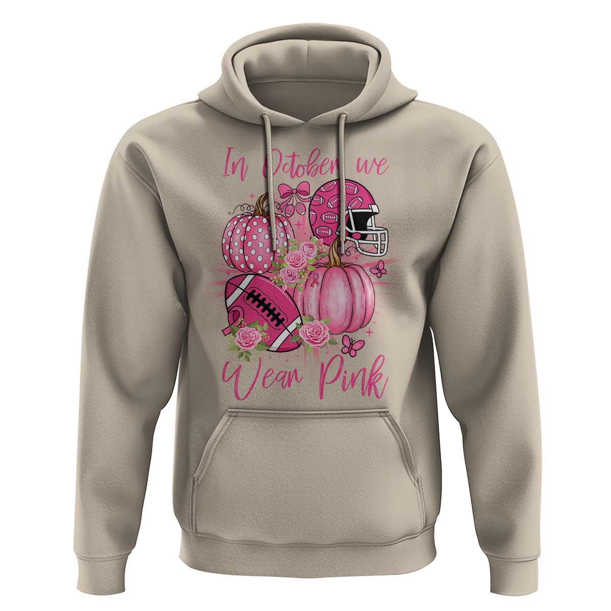 Football Breast Cancer Awareness Hoodie In October We Wear Pink Gift - Wonder Print Shop