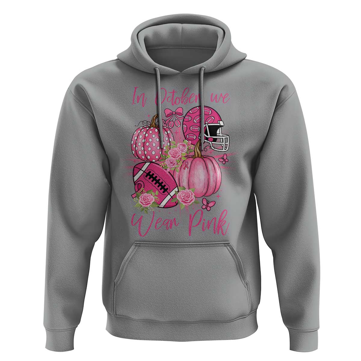 Football Breast Cancer Awareness Hoodie In October We Wear Pink Gift - Wonder Print Shop
