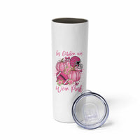 Football Breast Cancer Awareness Skinny Tumbler In October We Wear Pink Gift