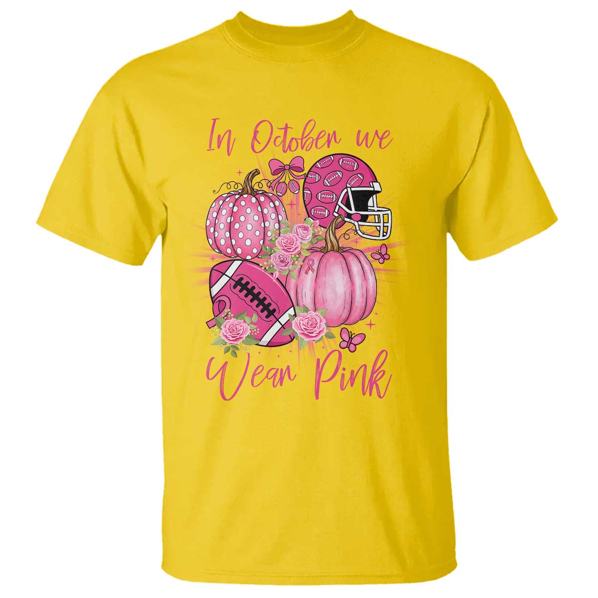 Football Breast Cancer Awareness T Shirt In October We Wear Pink Gift - Wonder Print Shop