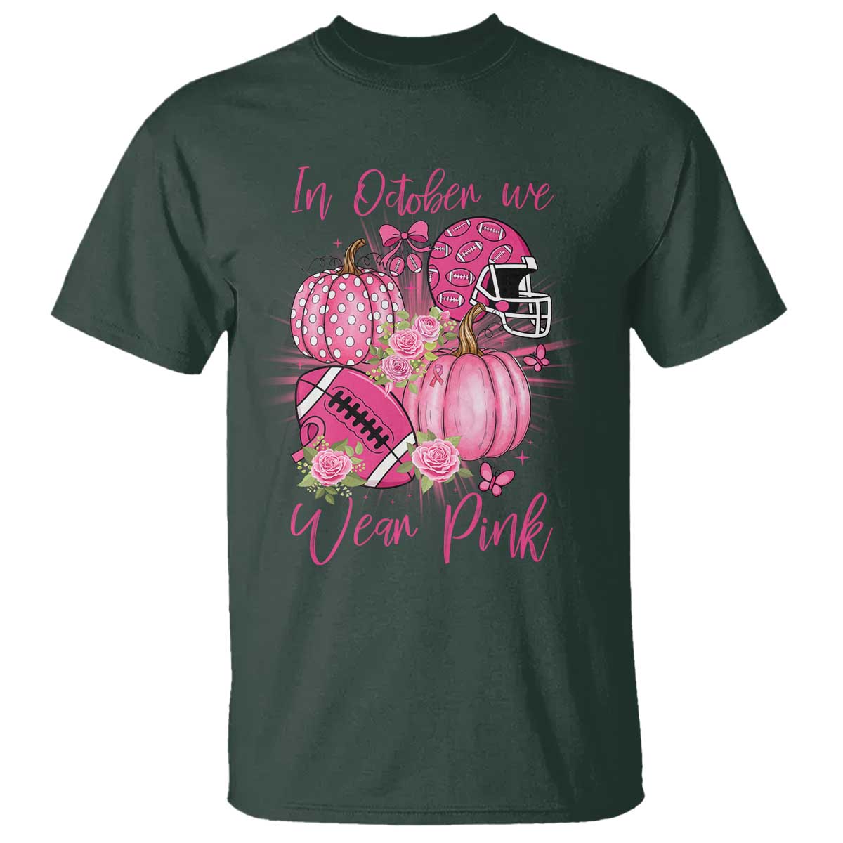 Football Breast Cancer Awareness T Shirt In October We Wear Pink Gift - Wonder Print Shop
