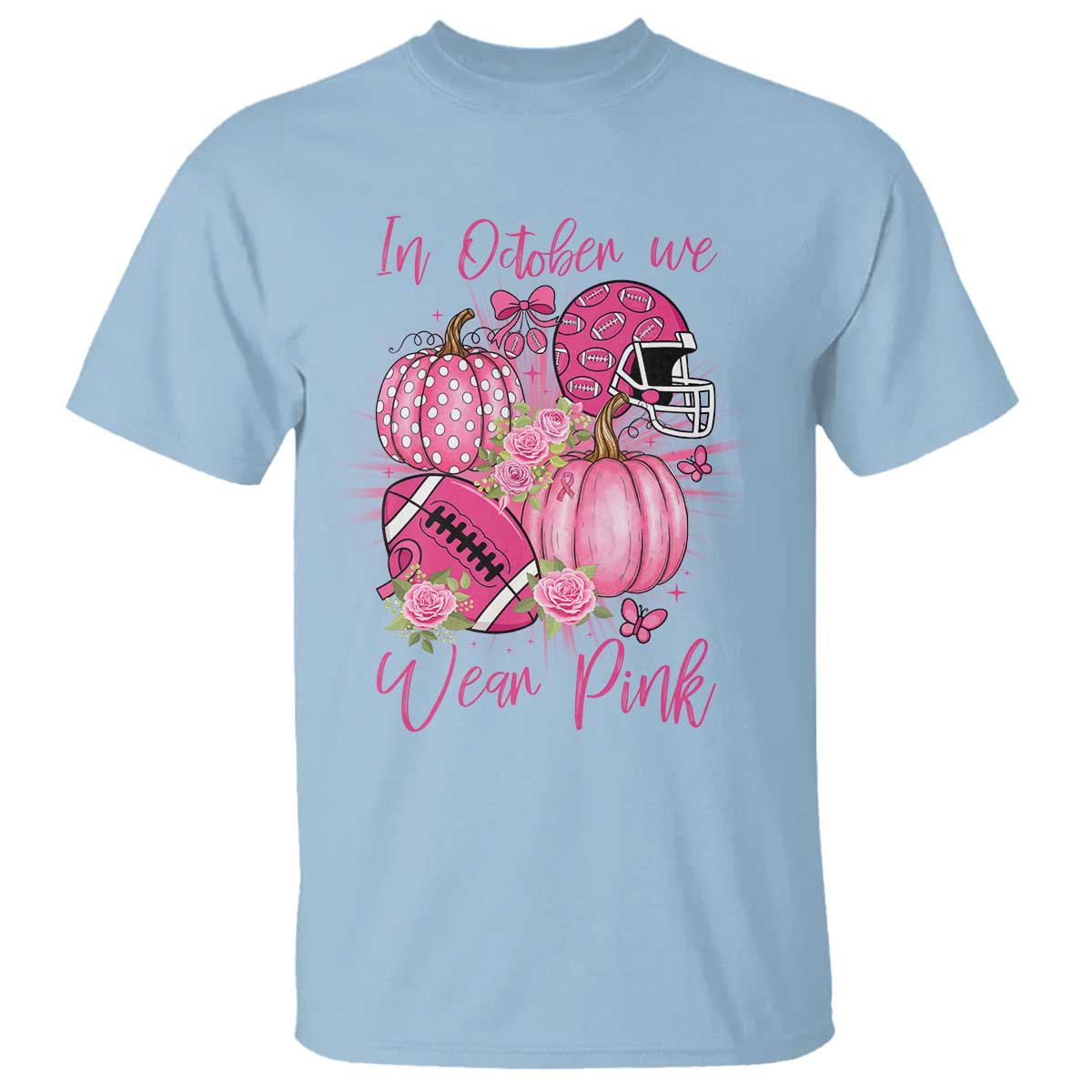 Football Breast Cancer Awareness T Shirt In October We Wear Pink Gift - Wonder Print Shop