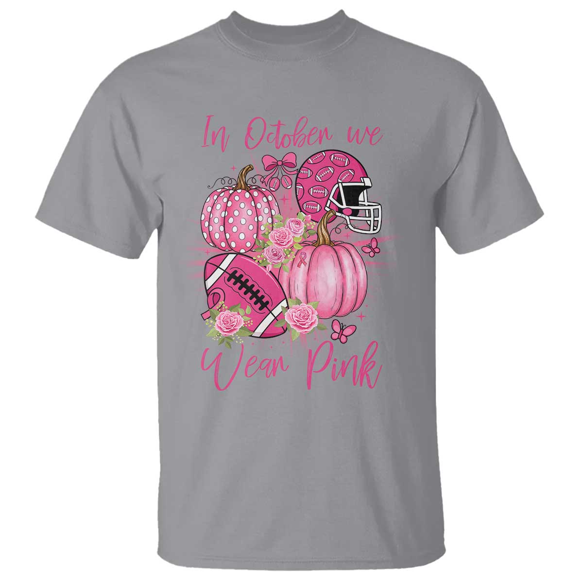 Football Breast Cancer Awareness T Shirt In October We Wear Pink Gift - Wonder Print Shop