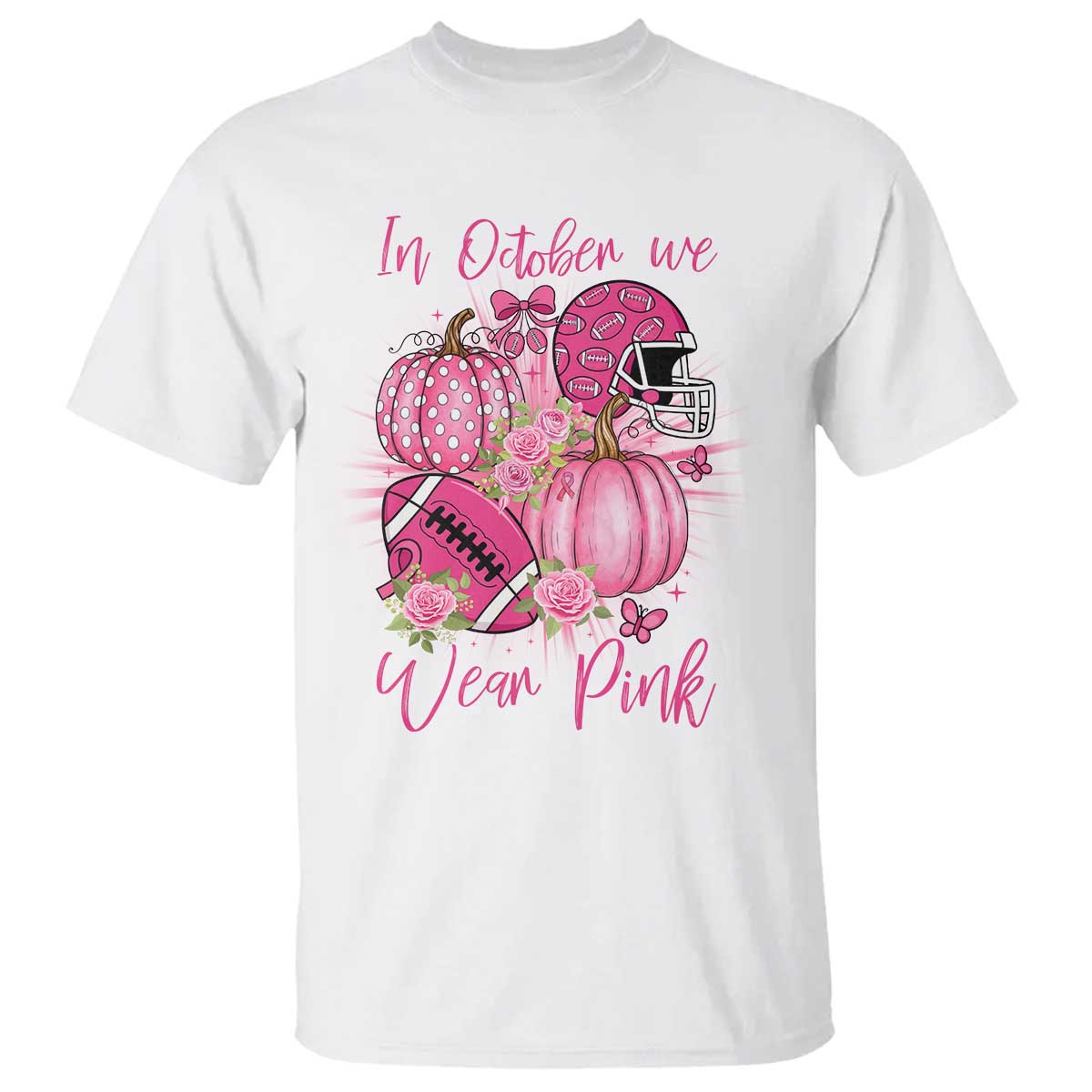 Football Breast Cancer Awareness T Shirt In October We Wear Pink Gift - Wonder Print Shop