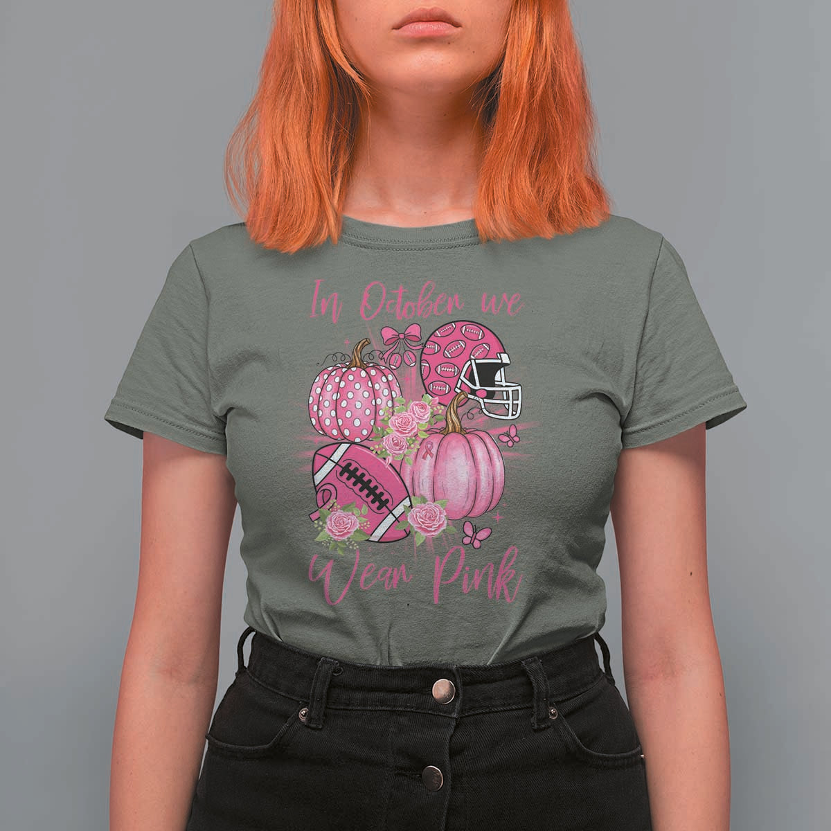 Football Breast Cancer Awareness T Shirt For Women In October We Wear Pink Gift - Wonder Print Shop