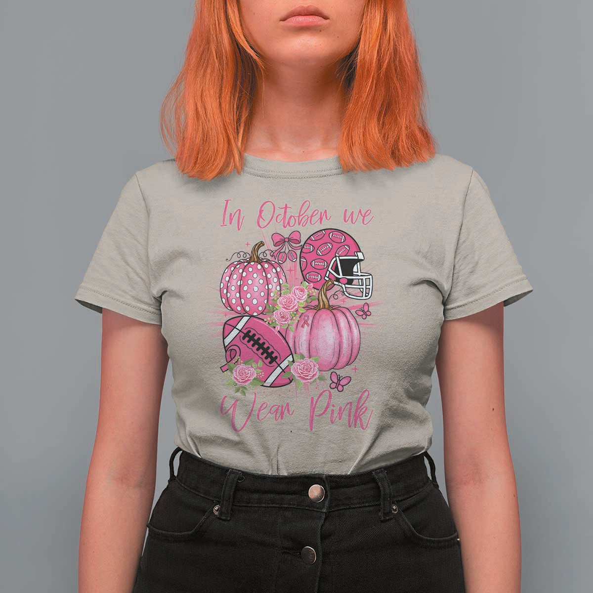 Football Breast Cancer Awareness T Shirt For Women In October We Wear Pink Gift - Wonder Print Shop