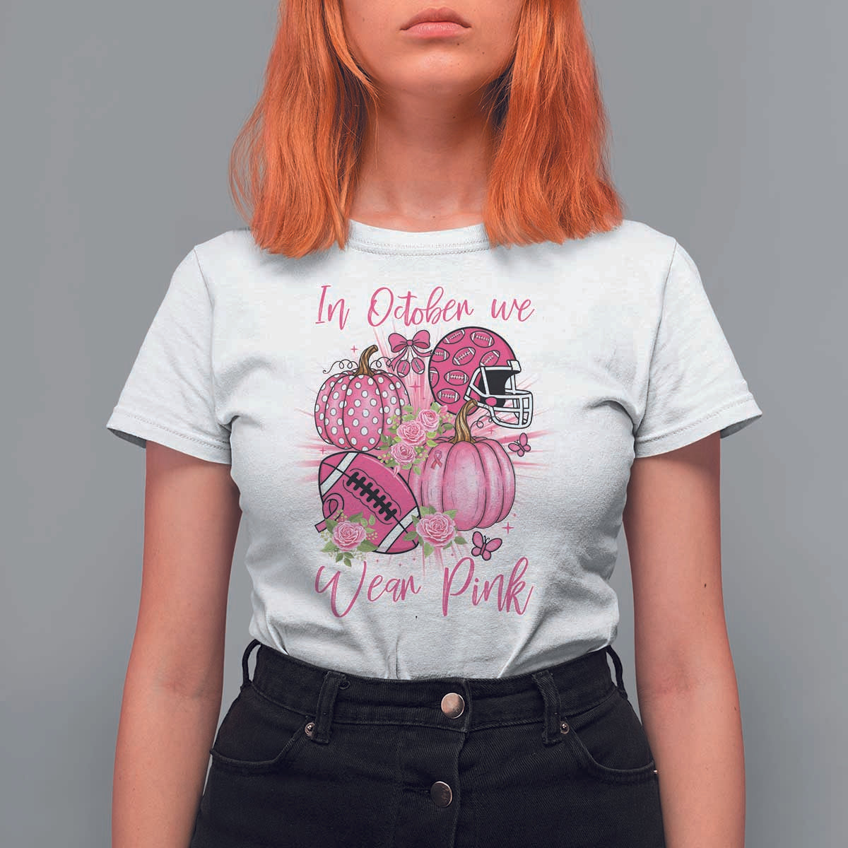 Football Breast Cancer Awareness T Shirt For Women In October We Wear Pink Gift - Wonder Print Shop