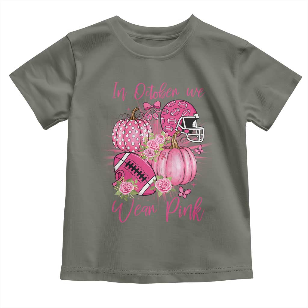 Football Breast Cancer Awareness Toddler T Shirt In October We Wear Pink Gift - Wonder Print Shop