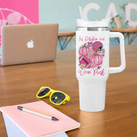 Football Breast Cancer Awareness Tumbler With Handle In October We Wear Pink Gift