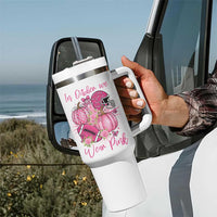 Football Breast Cancer Awareness Tumbler With Handle In October We Wear Pink Gift