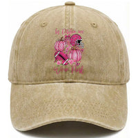 Football Breast Cancer Awareness Washed Cotton Baseball Cap In October We Wear Pink Gift
