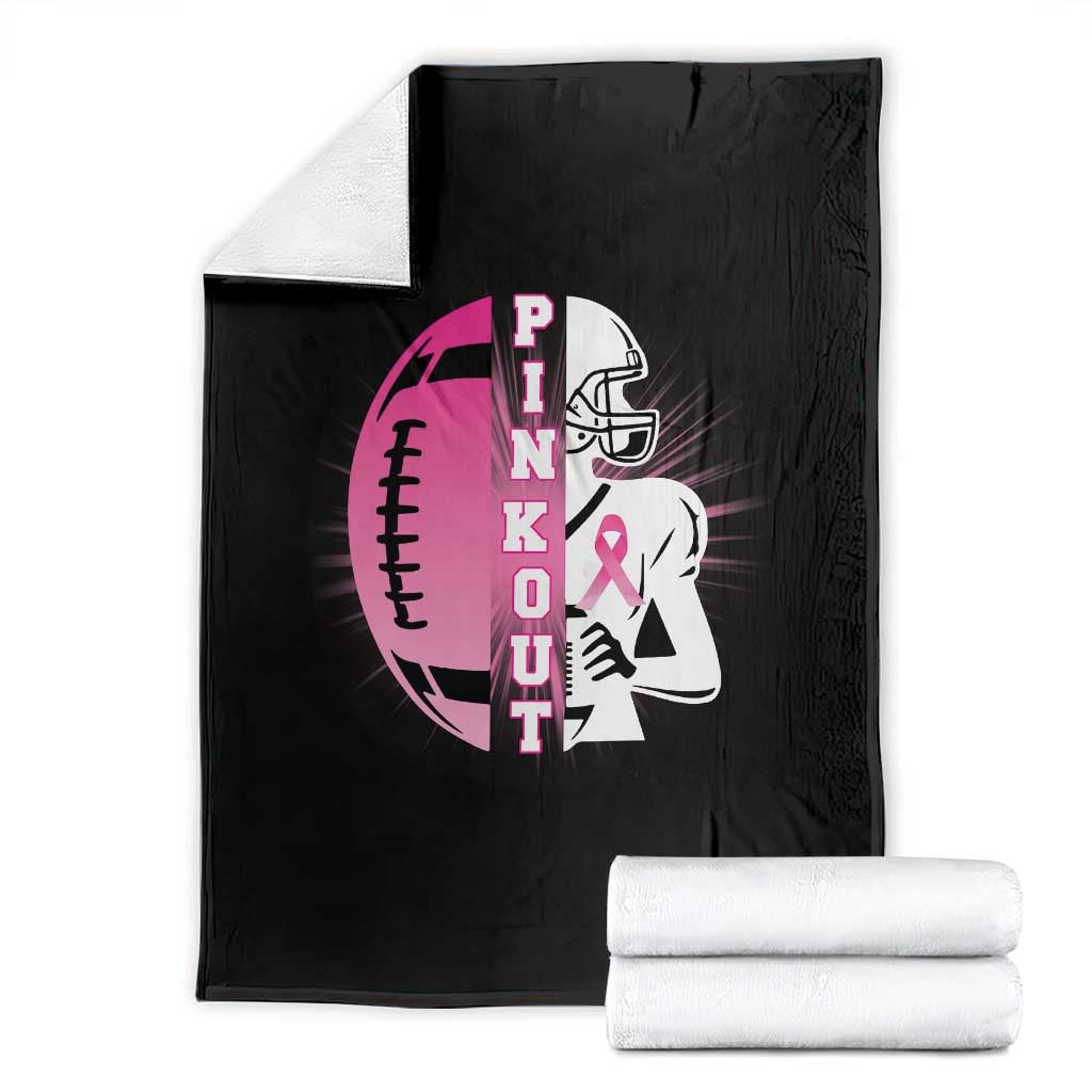 Pink Out Game Day Football Throw Blanket Breast Cancer Support - Wonder Print Shop