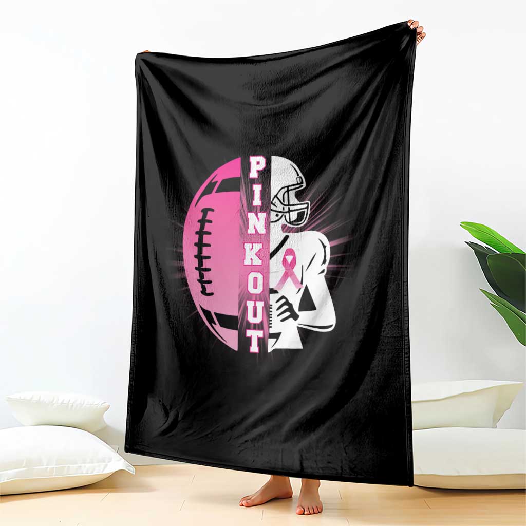 Pink Out Game Day Football Throw Blanket Breast Cancer Support - Wonder Print Shop