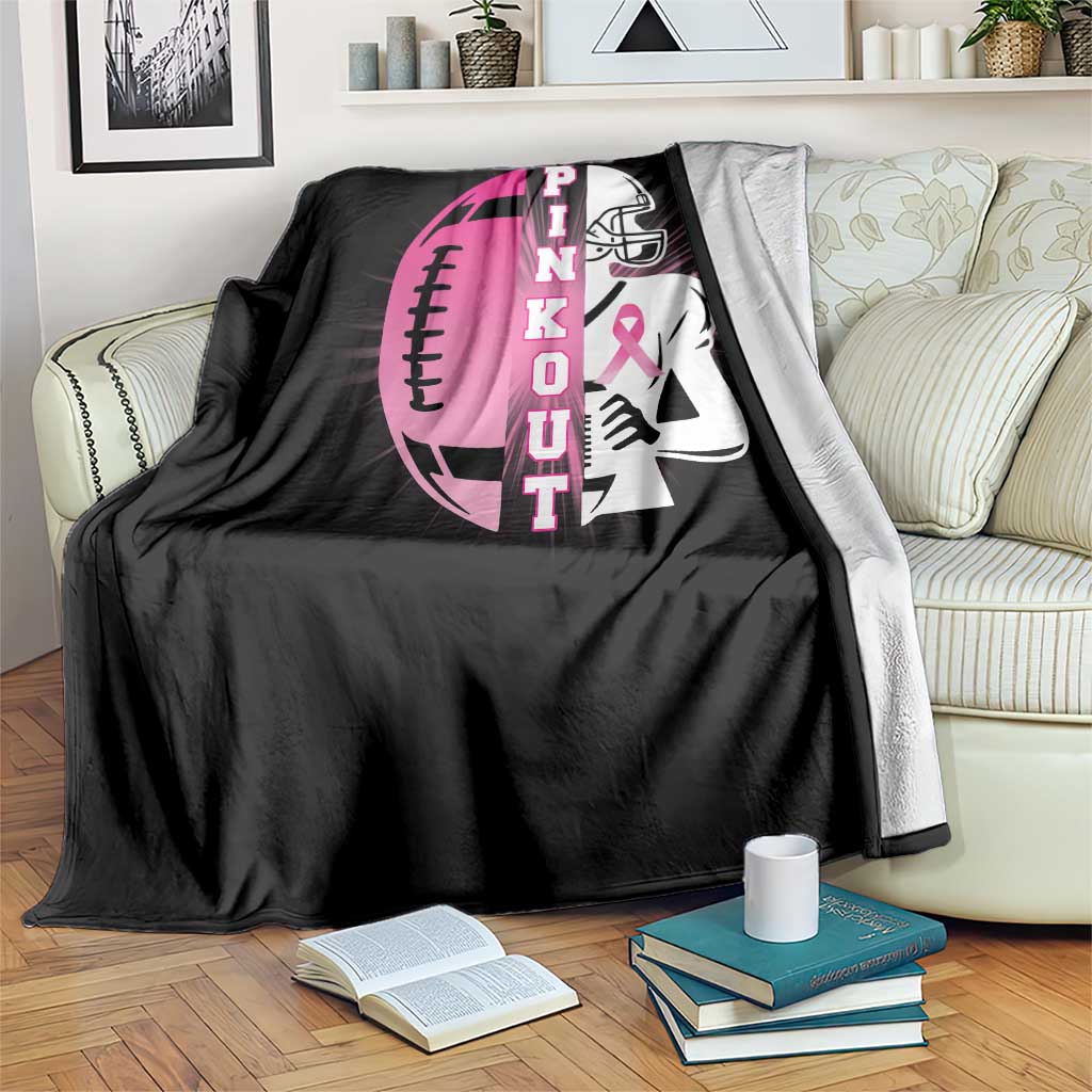 Pink Out Game Day Football Throw Blanket Breast Cancer Support - Wonder Print Shop