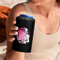 Pink Out Game Day Football 4 in 1 Can Cooler Tumbler Breast Cancer Support