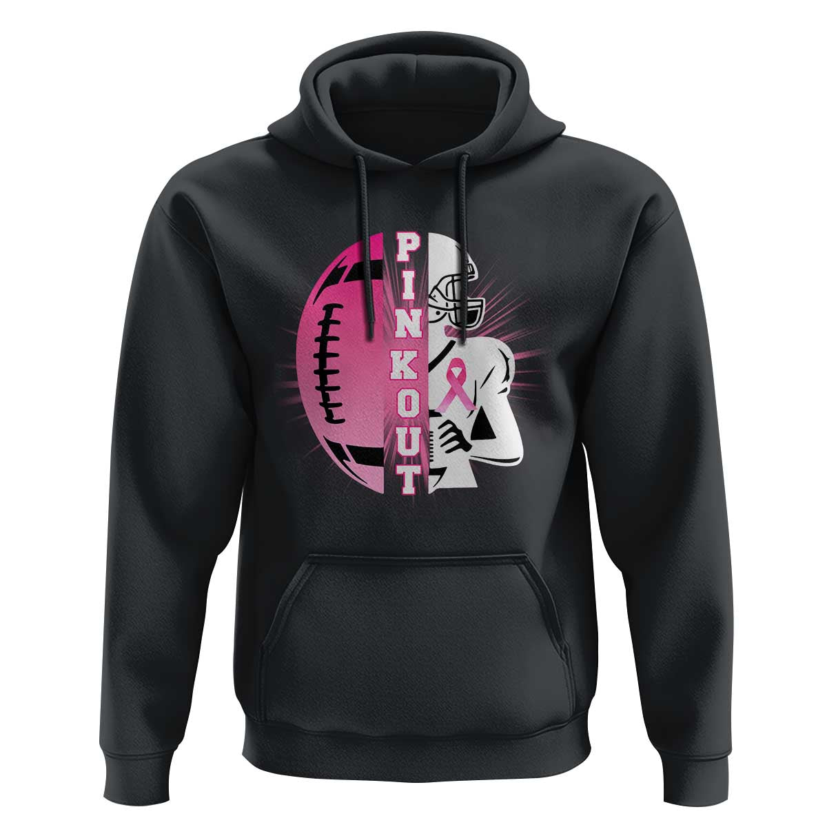 Pink Out Game Day Football Hoodie Breast Cancer Support - Wonder Print Shop