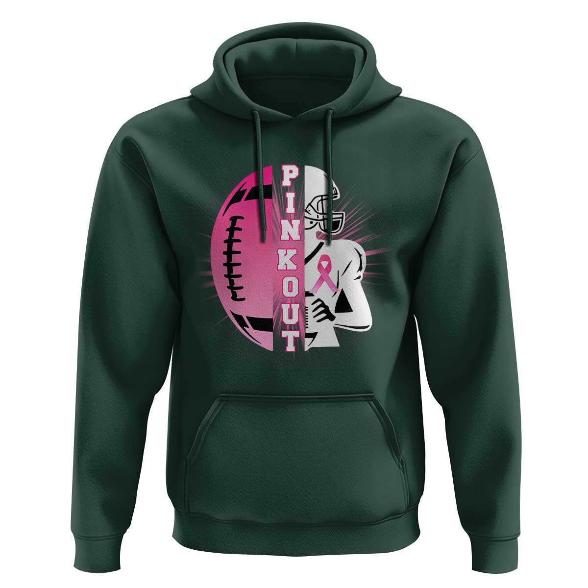 Pink Out Game Day Football Hoodie Breast Cancer Support - Wonder Print Shop