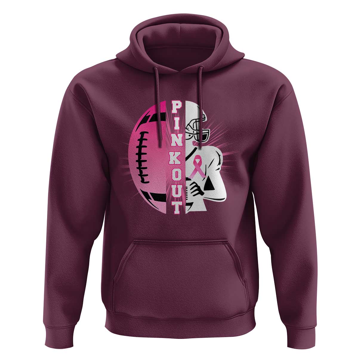 Pink Out Game Day Football Hoodie Breast Cancer Support - Wonder Print Shop