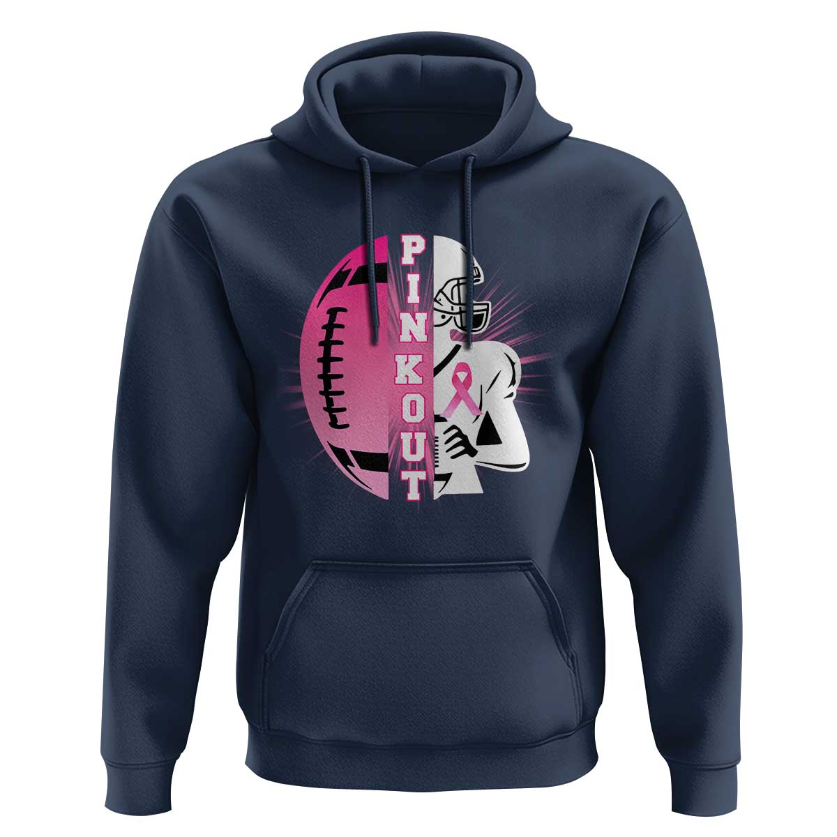 Pink Out Game Day Football Hoodie Breast Cancer Support - Wonder Print Shop
