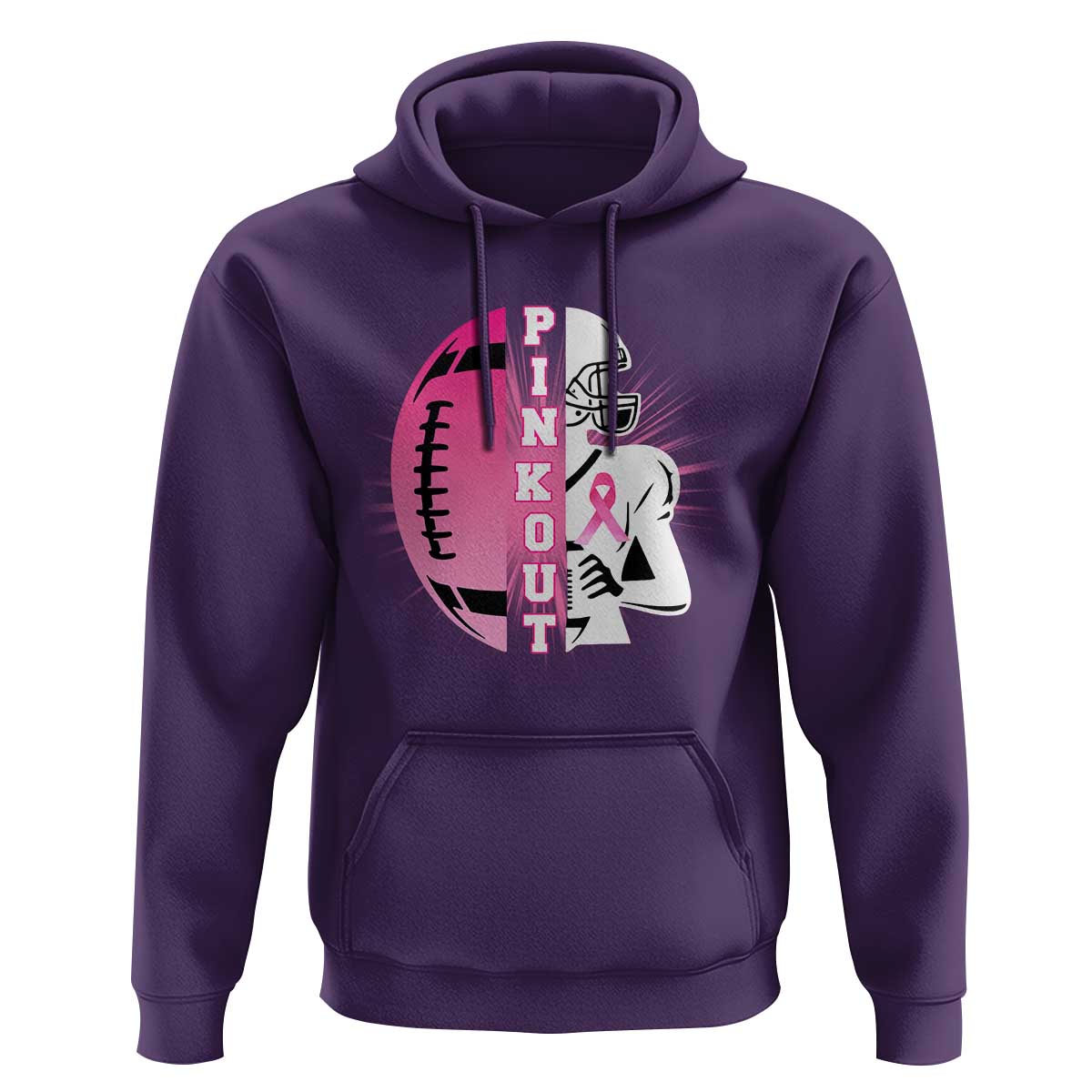 Pink Out Game Day Football Hoodie Breast Cancer Support - Wonder Print Shop