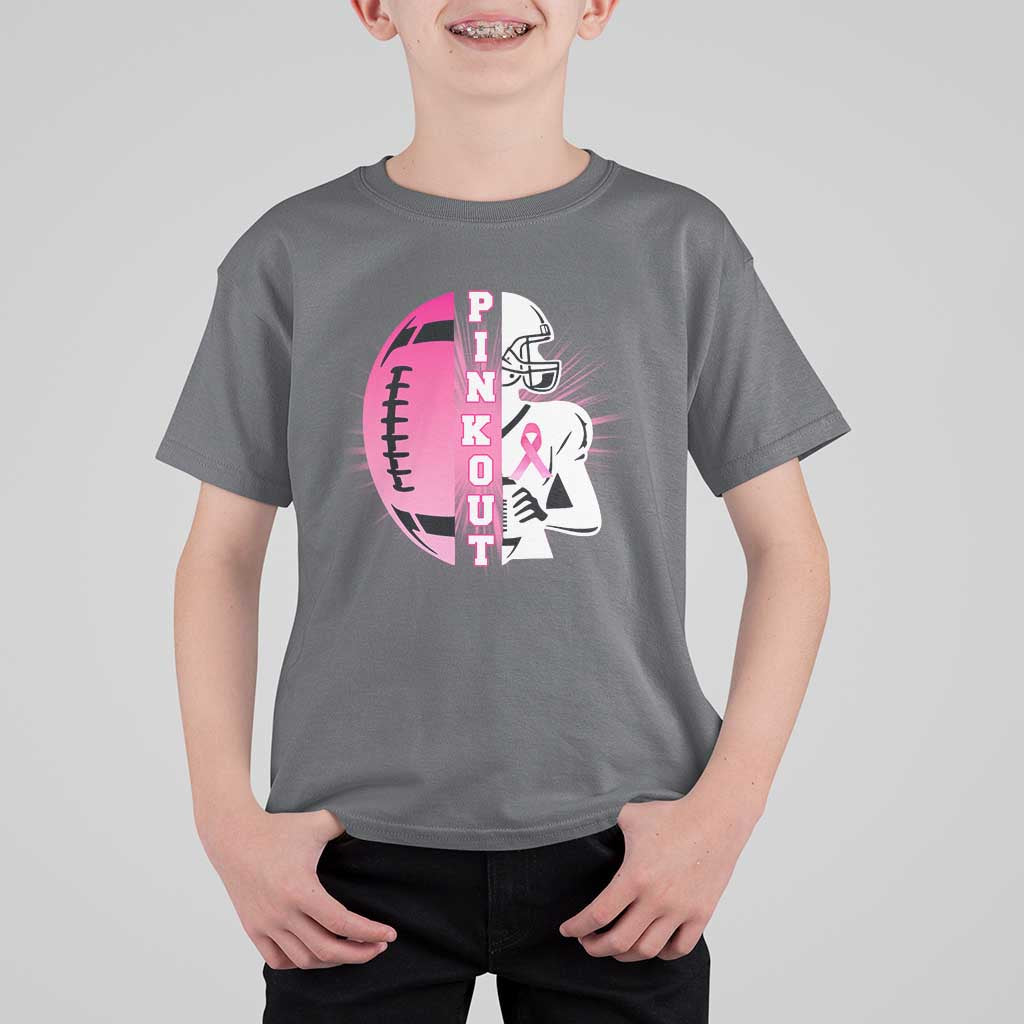 Pink Out Game Day Football T Shirt For Kid Breast Cancer Support - Wonder Print Shop