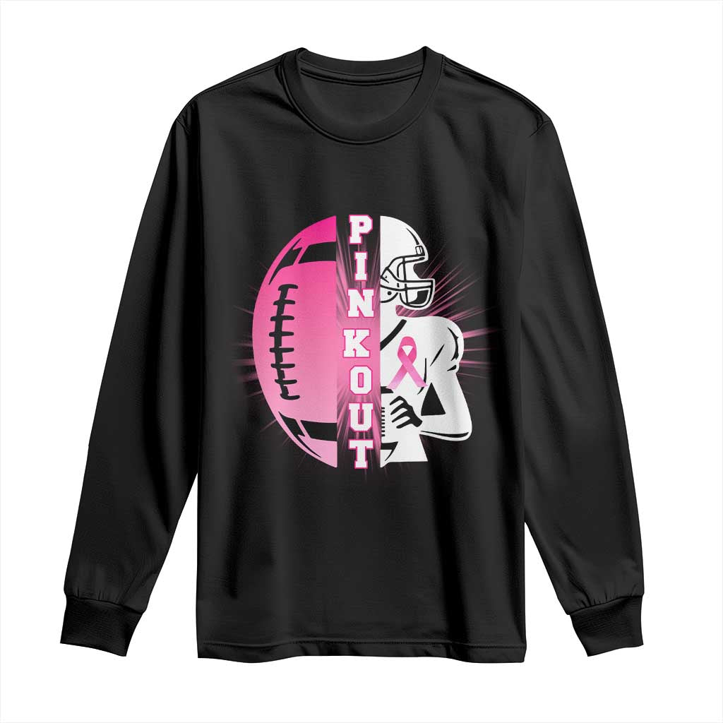 Pink Out Game Day Football Long Sleeve Shirt Breast Cancer Support - Wonder Print Shop