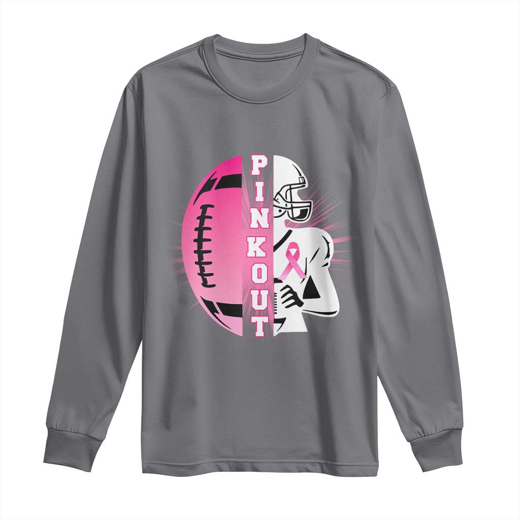 Pink Out Game Day Football Long Sleeve Shirt Breast Cancer Support - Wonder Print Shop