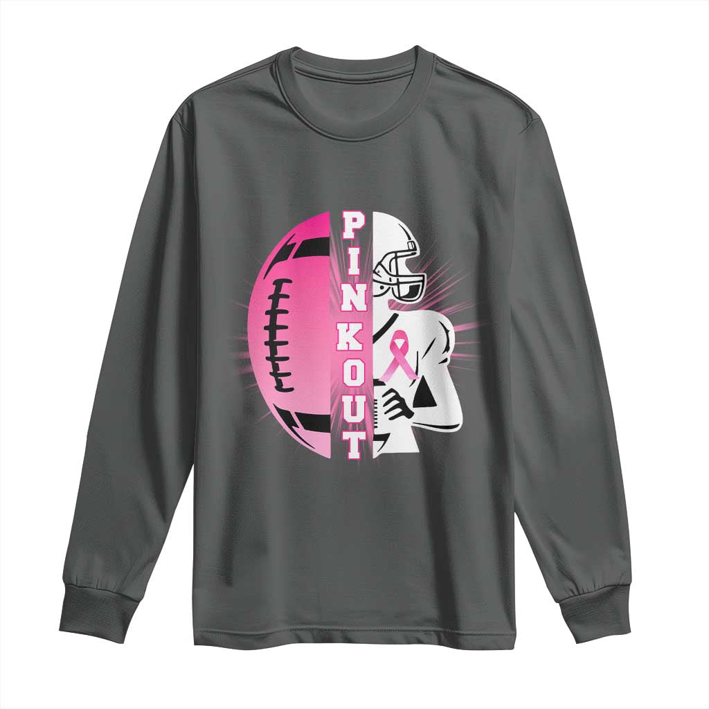 Pink Out Game Day Football Long Sleeve Shirt Breast Cancer Support - Wonder Print Shop