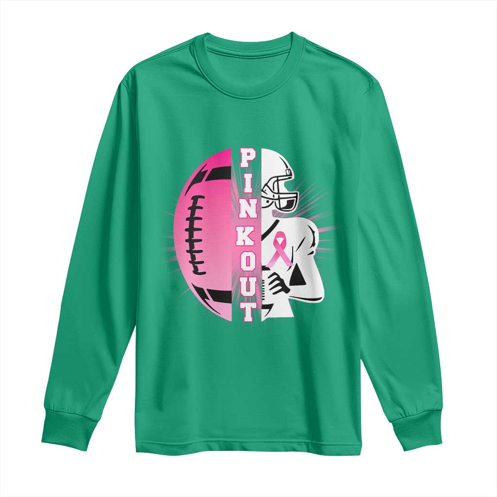 Pink Out Game Day Football Long Sleeve Shirt Breast Cancer Support - Wonder Print Shop