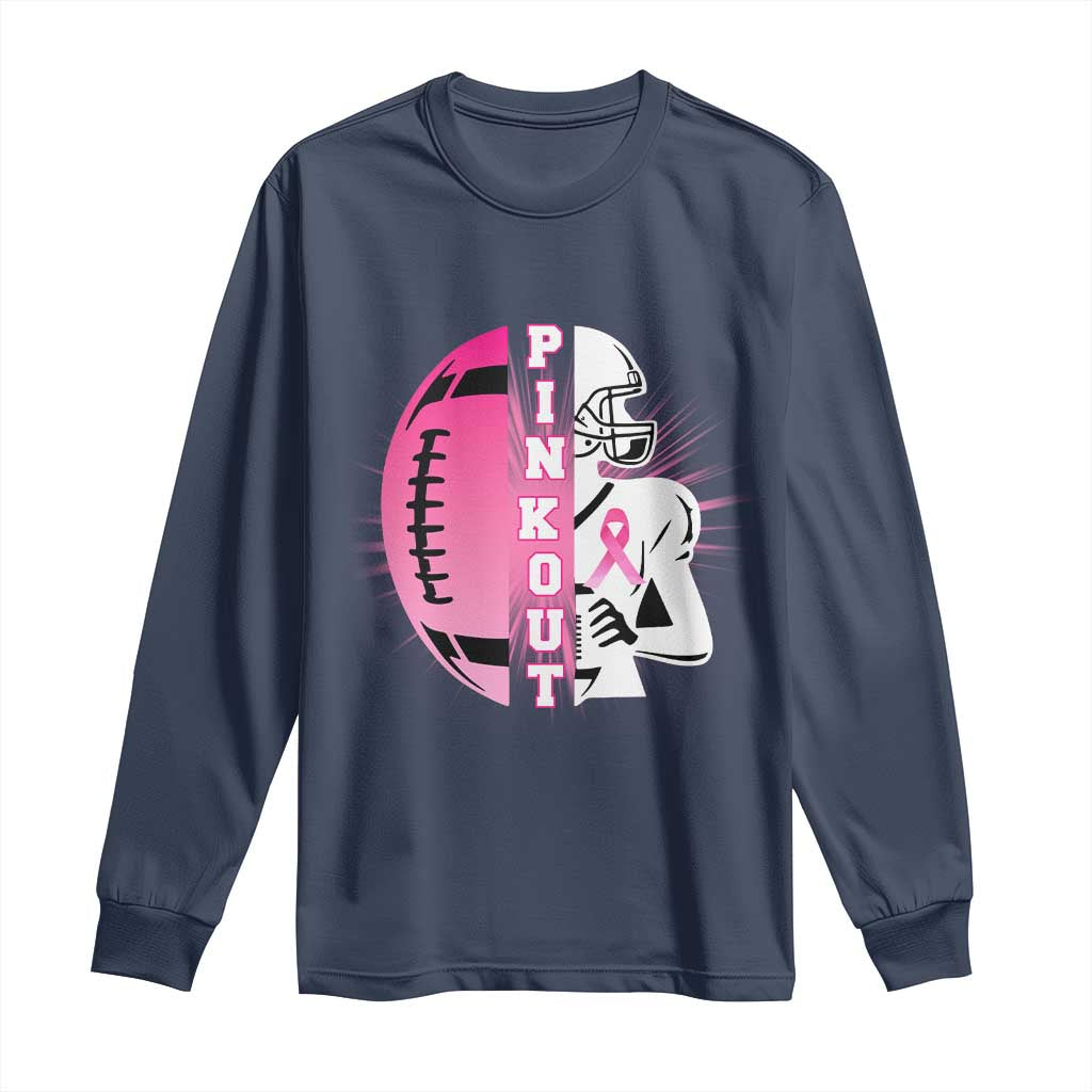 Pink Out Game Day Football Long Sleeve Shirt Breast Cancer Support - Wonder Print Shop