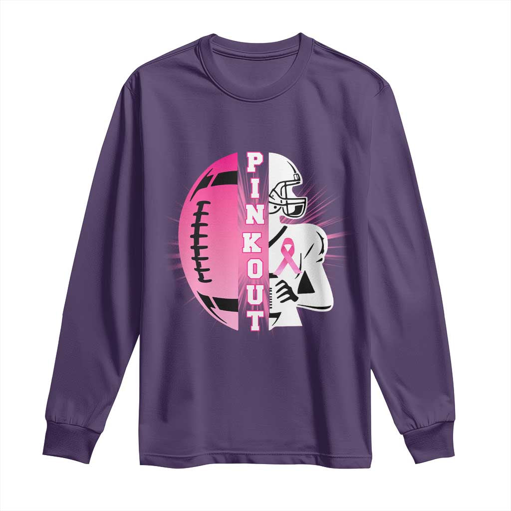 Pink Out Game Day Football Long Sleeve Shirt Breast Cancer Support - Wonder Print Shop